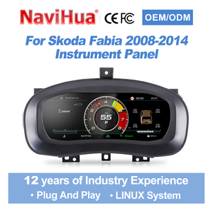 แผงหน้าปัดดิจิตอล NaviHua สำหรับรถยนต์ Skoda Fabia ปี 2008-2014 มาตรวัดความเร็วแบบ LCD ระบบ Linux แบบเสียบใช้งานได้ทันที - Product Image 1
