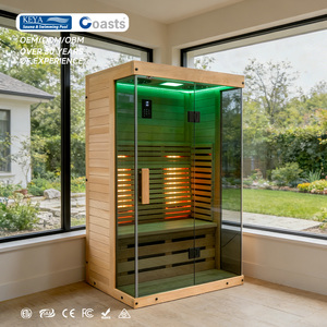<span class=keywords><strong>Sauna</strong></span> infrarouge à ondes lumineuses infrarouges à spectre complet en cèdre rouge pour une utilisation à domicile, porte entièrement vitrée - Product Image 1