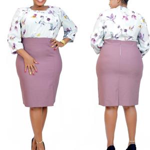 Robes de bureau pour femmes grandes tailles, nouvelle arrivée, col rond, manches trois quarts, imprimé floral, pour femmes africaines de grande taille - Product Image 1