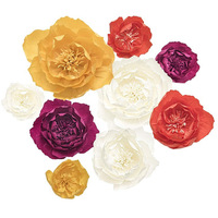 Papier crépon fait main fleurs murales artificielles 3D ornement de noël du nouvel an pour les décorations de mariage de vacances arbre de noël