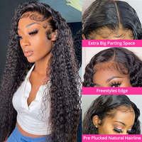 Peluca de Cabello Humano con Frente de Encaje 360 HD, Peluca de Cabello Humano con Encaje Completo para Mujeres Negras, Cabello Humano Peruano Rizado