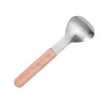 Cuillère à crème glacée Manche en bois d'acier inoxydable Cuillère à crème glacée Cuillère à crème glacée Pelle dure Grande cuillère Outils de cuisine