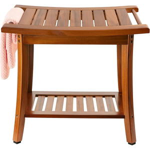 Tabouret de salle de bain double couche en teck 50.8x35.5x45.7cm, imperméable, antidérapant, avec rangement, siège de douche - Product Image 1
