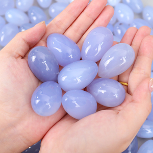 Natuurlijke blauwe chalcedoon handgesneden kristal gepolijste ovale eieren edelsteen yoni <span class=keywords><strong>massage</strong></span> tool voor vrouwen - Product Image 4