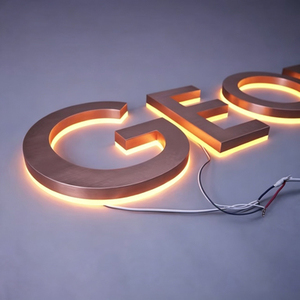 Illuminated LED <b>Logo</b> Sign Gold Bronze Acrylic Alphabet <b>Wall</b> Decor Soft Warm White Light 2700K Easy Installation - Product Image 1