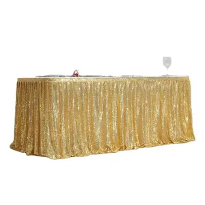 6ft rosegolden pembe altın pullu Ruffled masa süpürgelik masa etek düğün ziyafet bebek duş süslemeleri için