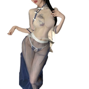 Lencería Sexy <span class=keywords><strong>de</strong></span> Malla Transparente Estilo República <span class=keywords><strong>de</strong></span> China, Uniforme Cheongsam, Tentación, Pasión, Hanfu, Traje Libre para Mujer Qqny - Product Image 5