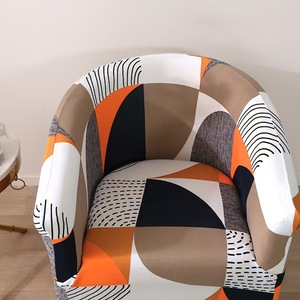 Copridivano Elasticizzato Lavabile in Poliestere <span class=keywords><strong>con</strong></span> Motivi Geometrici Semicircolari, Copertura Completa per <span class=keywords><strong>Braccioli</strong></span> - Product Image 2