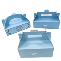 Goldene Kunstkartonbox mit UV-Farbdruck, Individuell Bedrucktem Logo, Lebensmittelechte Papierverpackung für Bäckerei-Boxen, Süßigkeiten mit Griff