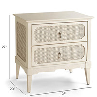 Table de chevet en bois au design français classique avec armoire de rangement en rotin, meubles de chambre à coucher, décoration intérieure