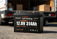Batterie au lithium LiFePO4 auto-chauffante Enlzh 12,8 V 314 Ah, 4000+ cycles, pour stockage solaire, télécommunications et systèmes hors réseau
