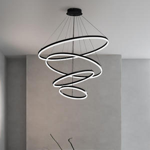 Lámpara de Araña de Anillo de Lujo de Estilo Nórdico, Elegante Lámpara de Latón de Alta Gama para Vestíbulo de Villa, Iluminación Principal, Alimentación por CA para Espacios Interiores - Product Image 4