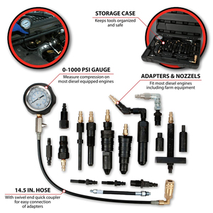 Ford Cummins NAVISTAR Detroit için 1000 Psi dizel motor sıkıştırma basınç test cihazı - Product Image 6