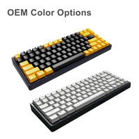 Keyboard Mekanik dengan Tata Letak Kombinasi Warna 84 Tombol 2 Mode Bluetooth+Kabel RGB Backlit untuk Gaming DIY Hot Swappable