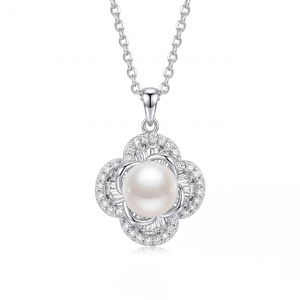 S925 Silver Freshwater Pearl Necklace CZ Twisted <b>Infinity</b> Loop Pendant Jewelry Anniversary Gift for Women - Product Image 1