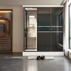 <strong>Modern</strong> Sliding <strong>Shower</strong> <strong>Cubicle</strong> with Industrial Design Rectangle Acrylic Tray Aluminium Frame Available in Traditional Style - Product Image 5