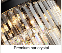 Lampes suspendues de luxe en cristal contemporain personnalisable lustre noir fumé hauteur réglable pour salon taille moyenne
