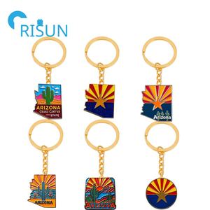 Fabbricazione di metallo americano provincia Arizona stato mappa portachiavi Llavero bandiera personalizzata Arizona portachiavi stella del <span class=keywords><strong>sole</strong></span> Arizona - Product Image 1