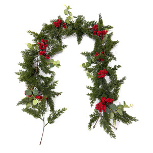 Christmas <b>Garlands</b> Artificial <b>Pine</b> Vine With Red Berries And Eucalyptus 180cm Wall Hanging Decor For Home Door Decoration - Product Image 1