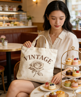 Sacs fourre-tout en toile pour femmes avec logo personnalisable, motif lettres, deux poignées, écologiques, réutilisables, lavables, sacs promotionnels pour le shopping