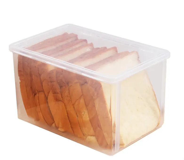 Kotak roti panggang transparan, kotak penyimpanan roti panggang, kotak roti plastik kulkas, kotak makanan segar, Organizer kue