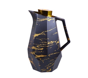 Carafe à café thermique en forme de diamant de 1000 ml - Noir et blanc avec couvercle doré, thermos à double paroi isolé sous vide pour la maison et le bureau - Product Image 5
