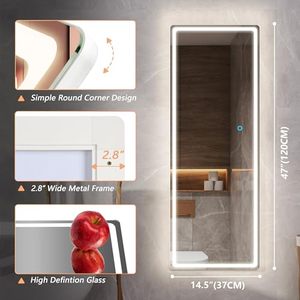Specchio a figura intera con luci a LED sopra la <span class=keywords><strong>porta</strong></span> specchio appeso, specchio a parete, specchio luminoso per camera <span class=keywords><strong>da</strong></span> letto - Product Image 2