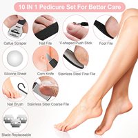 Kit de pédicure électrique rechargeable pour lime à pied outils dissolvant de callosités et grattoir à peau morte sèche pour les soins des pieds