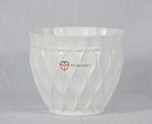 Pot en plastique texturé en maille Résine PP Pot de fleurs en plastique Pot de plantation Léger Style classique Utilisation en jardin - Product Image 3