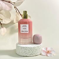 Vente en gros de bouteilles en verre rose givré vintage de 50ml avec pompe pulvérisateur couvercle personnalisé capacité 50ml OEM/ODM pour parfum
