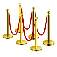 Poteau de guidage en acier inoxydable avec boule dorée, barrière simple pour hôtels, expositions, salons automobiles, vente en gros