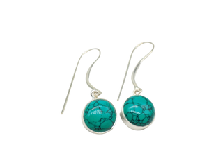 Boucles d'oreilles pendantes élégantes en turquoise naturelle faites à la main, en argent sterling 925, pierre bleu-vert, pour femmes, vente en gros - Product Image 2