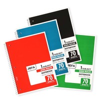 Cahiers à spirales personnalisés pour l'école et l'université, 1 matière, couleurs assorties, A4 B5