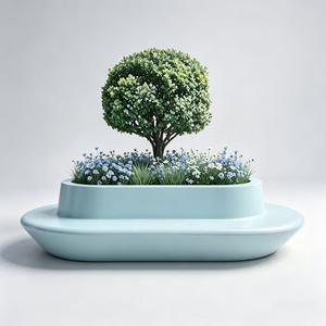 Banc de lecture extérieur créatif en fibre de verre, modulaire, avec jardinière intégrée, artistique, pour espace d'étude - Product Image 2