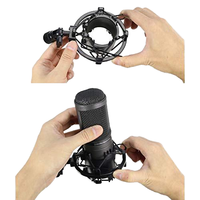 Support antichoc universel pour microphone Yinyu MSA026B avec cordons élastiques anti-vibrations pour l'enregistrement en studio et la diffusion de podcasts