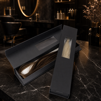 Boîte personnalisée avec fenêtre transparente en carton noir pour extensions capillaires, faible MOQ pour perruques et mèches de cheveux