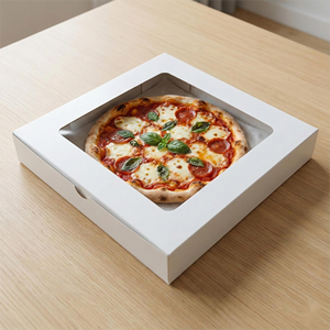 Cajas de Pizza Personalizadas de Cartón Corrugado Blanco y Marrón de 33x33 cm - Product Image 1