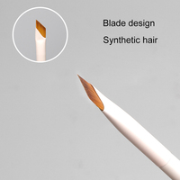 Pinceau à sourcils et eye-liner plat angulaire personnalisé avec logo, poils synthétiques, manche en bois, lame professionnelle OEM, vente en gros