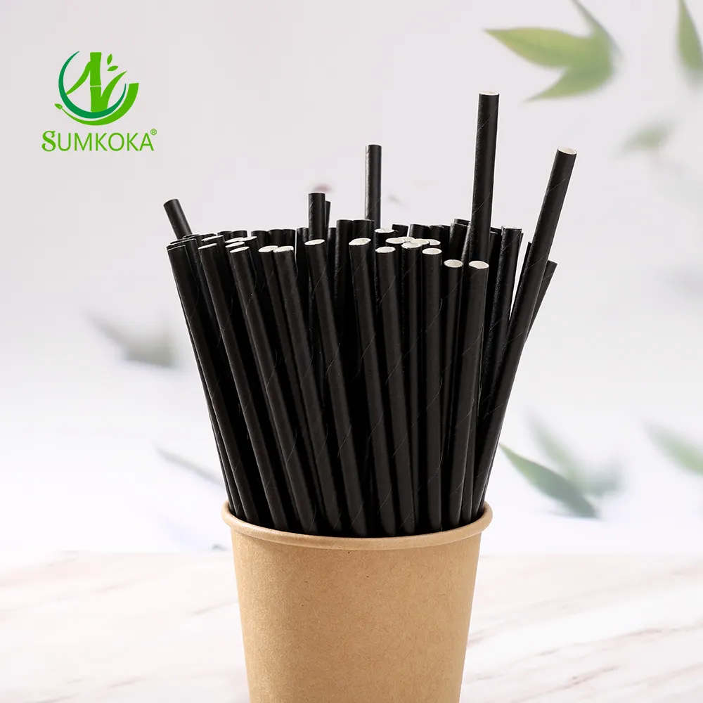 SUMKOKA Paper Straw eco friendly Individually Wrapped Drinking Straw Biodegradable Disposable Custom Paper Drinking Straws