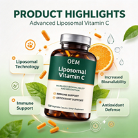 Capsules végétales de vitamine C liposomale OEM, 120 unités, complément alimentaire, étiquette privée personnalisée, approvisionnement en gros