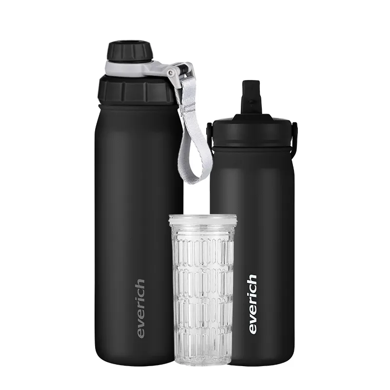 18oz 25oz Custom Logo Vacuum Insulated Double Wall Stainless Steel Water Bottle with Straw Lid Infuser