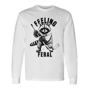 Camiseta de manga larga Feeling Feral Raccoon Hockey, unisex, para adultos, cuello redondo, talla mediana - Product Image 1