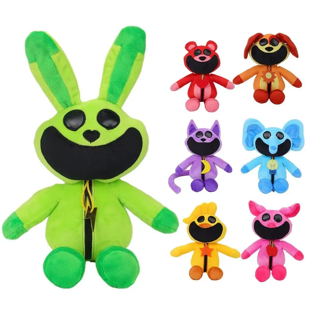 Nuovo arrivo creature sorridenti giocattoli di peluche Hopscotch gatto pisolino abbraccio peluche bambola sorridente creature bobby coniglietto elefante bambola di peluche