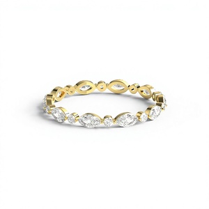 18K Gold Plated Marquise Diamond <b>Ring</b> Alternating Round Cut Full Eternity Band Bubble <b>Stacking</b> Wedding <b>Ring</b> Fine Jewelry Women - Product Image 1