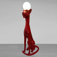 Lampe de sol sculpture imprimé léopard fait à la main Art déco Design écologique fibre de verre Animal Accent veilleuse pour intérieur extérieur