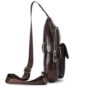 Sac de poitrine en cuir véritable hommes printemps et été <span class=keywords><strong>sortie</strong></span> sac à bandoulière noir marron Pack téléphone sac à bandoulière 2025 - Product Image 3