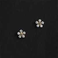 Boucles d'oreilles clous en argent sterling S925 plaqué or véritable 14K, motif floral, haute qualité, pour le dropshipping