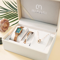 Miboni 2023L Montre-bracelet vintage japonaise à mouvement Seiko à quartz, ensemble avec bracelet, collier et bijoux, coffret cadeau pour femme