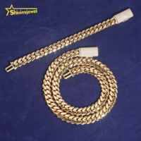 Chaîne cubaine en argent 925 plaqué or 12 mm avec fermoir en moissanite, bijoux hip-hop, chaîne cubaine personnalisée pour rappeur