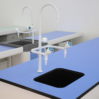 Table de travail moderne en métal pour écoles et laboratoires hospitaliers avec plan de travail en résine phénolique